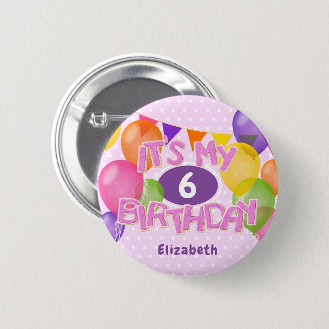 pink frosted cookies w balloons its my birthday 6 cm round badge (Front & Back)