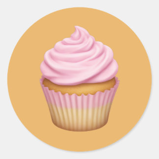 Pink Frosted Cupcake Emoji  Classic Round Sticker