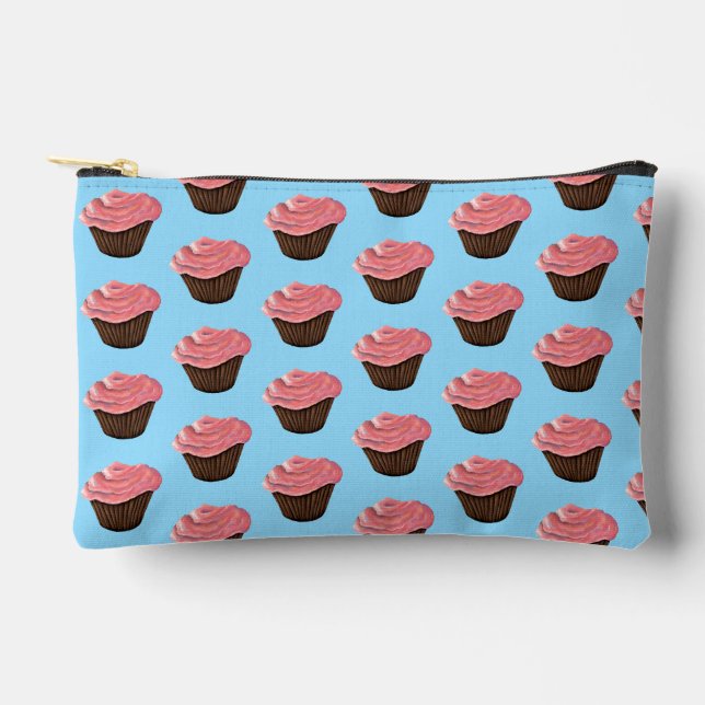 Pink Frosted Cupcake Small Accessory Pouch (Front)