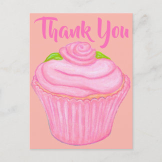 Pink Frosted Cupcake Thank You Card