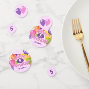 pink frosted cutouts happy birthday w balloons confetti