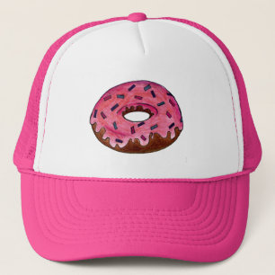 Pink Frosted Doughnut Doughnut Sprinkles Bakery Fo Trucker Hat