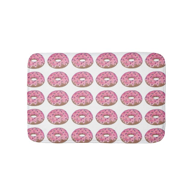 Pink Frosted Doughnut Doughnut Sprinkles Breakfast Bath Mat (Front)