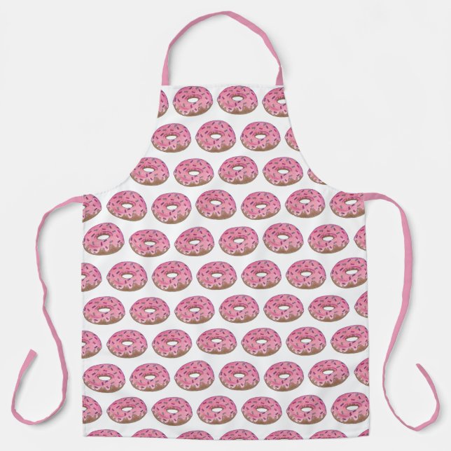 Pink Frosted Doughnut Doughnut Sprinkles Junk Food Apron (Front)