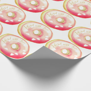 Pink Frosted Doughnut  "Infused with Love"  Templa Wrapping Paper