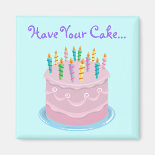 Pink Frosting Bakery-style Birthday Cake Magnet