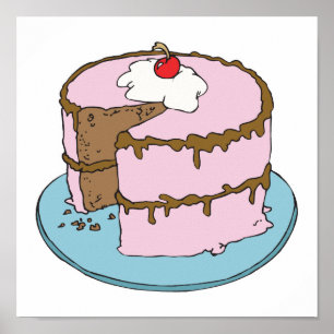 pink frosting chocolate cake poster