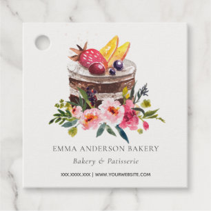 PINK FRUIT FLORAL CAKE PATISSERIE CUPCAKE BAKERY FAVOUR TAGS