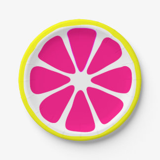 Pink fruit slice texture paper plate