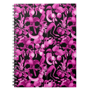 Pink Fruits And Flamingos Pattern Notebook