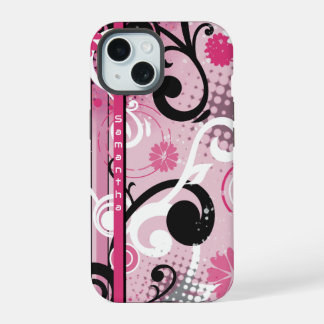 Pink Frutiger Metro Floral iPhone 15 Case