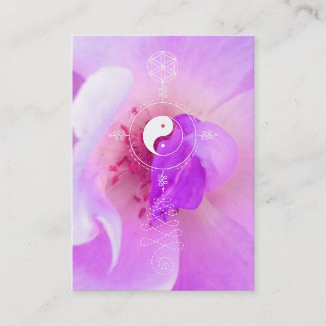 *~*  Pink Fuchia Lavender Violet Rose Floral Business Card (Front)