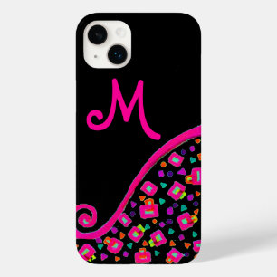 PINK FUCHSIA BLACK ABSTRACT DECO MONOGRAM Case-Mate iPhone 14 PLUS CASE