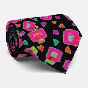 PINK FUCHSIA BLACK ABSTRACT DECO TIE