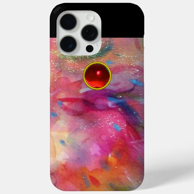 PINK FUCHSIA BLUE ABSTRACT Red Ruby Gemstone Case-Mate iPhone Case (Back)