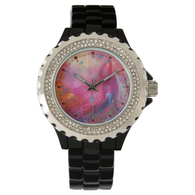 PINK FUCHSIA BLUE ABSTRACT WATCH (Front)