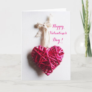 PINK FUCHSIA BRAIDED HEART ,VALENTINE'S DAY HOLIDAY CARD