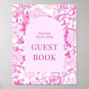 Pink Fuchsia Chinoiserie Porcelain Guestbook Sign