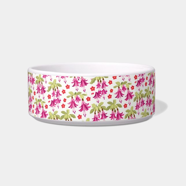 Pink Fuchsia Floral Pattern – Retro Botanical Bowl (Front)
