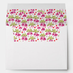 Pink Fuchsia Floral Pattern – Retro Botanical Envelope