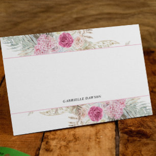 Pink Fuchsia Floral Personalised Note Cards