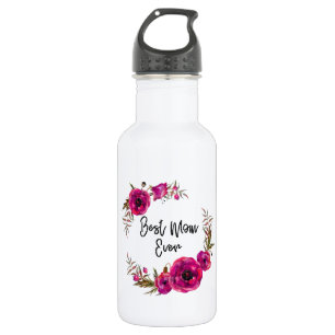 Pink Fuchsia Floral Poppies Wreath  Best Mum Ever 532 Ml Water Bottle