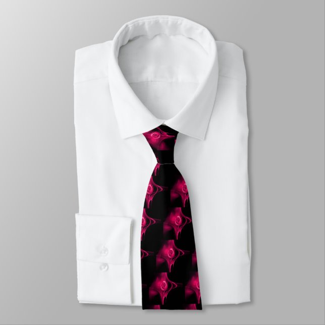PINK FUCHSIA  FRACTAL ROSE IN BLACK TIE (Tied)