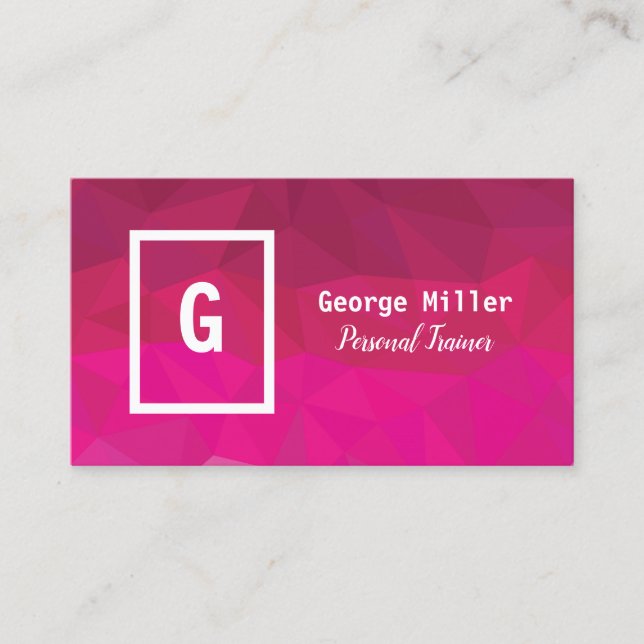 Pink fuchsia geometric design business card (Front)