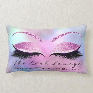Pink Fuchsia Glitter Eye Makeup Lash Beauty Ombre Lumbar Cushion