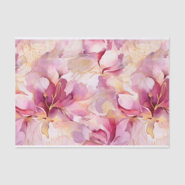 Pink Fuchsia Modern Abstract Lilies Tissue Paper (Front)
