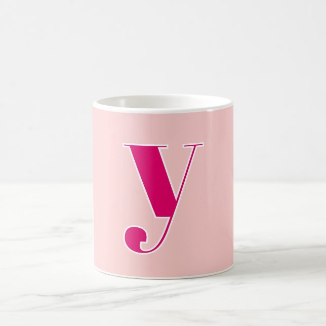 Pink & Fuchsia Personalised Monogram Initial  Coffee Mug (Center)