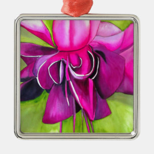 Pink Fuchsia pop art watercolour flower Metal Tree Decoration
