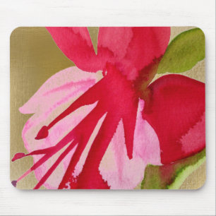 Pink Fuchsia pop art watercolour flower Mouse Pad