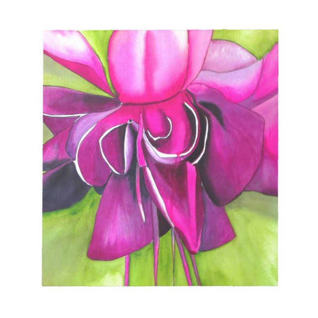 Pink Fuchsia pop art watercolour flower Notepad (Front)