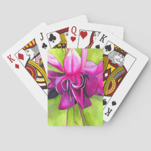 Pink Fuchsia pop art watercolour flower Playing Cards
