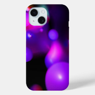 PINK FUCHSIA PURPLE FRACTAL BUBBLES IN BLACK iPhone 15 CASE