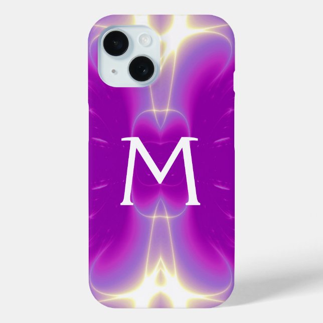 PINK FUCHSIA PURPLE FRACTAL LIGHT WAVES MONOGRAM Case-Mate iPhone CASE (Back)
