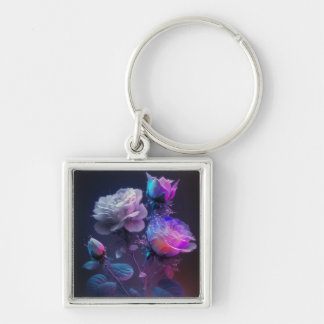Pink Fuchsia Soft Focus Light Spectrum Roses Key Ring
