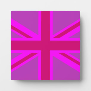 Pink Fuchsia Union Jack Flag Design Plaque