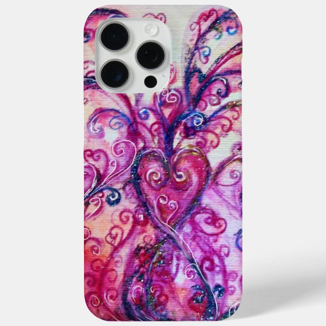 PINK FUCHSIA WHIMSICAL FLOURISHES WITH HEART Case-Mate iPhone CASE (Back)