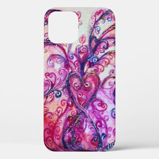PINK FUCHSIA WHIMSICAL FLOURISHES WITH HEART Case-Mate iPhone CASE (Back)