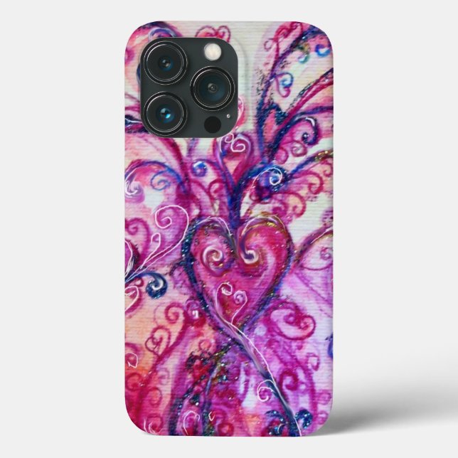 PINK FUCHSIA WHIMSICAL FLOURISHES WITH HEART Case-Mate iPhone CASE (Back)
