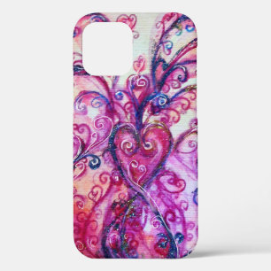 PINK FUCHSIA WHIMSICAL FLOURISHES WITH HEART iPhone CASE