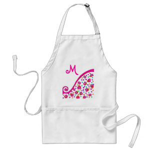 PINK FUCHSIA WHITE ABSTRACT DECO MONOGRAM STANDARD APRON