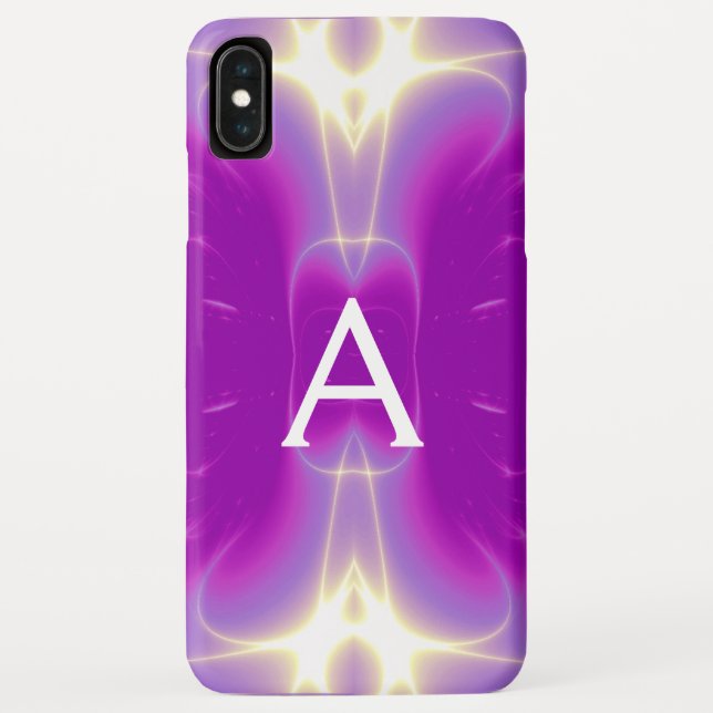 PINK FUCHSIA WHITE FRACTAL WAVES MONOGRAM Abstract Case-Mate iPhone Case (Back)