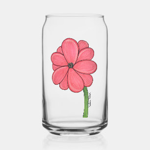 Pink Full Flower Can Glass
