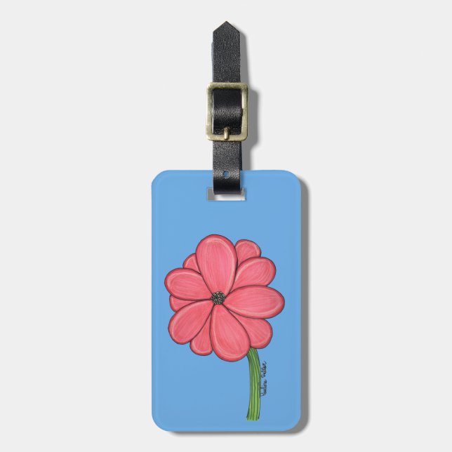 Pink Full Flower Luggage Tag (Front Vertical)