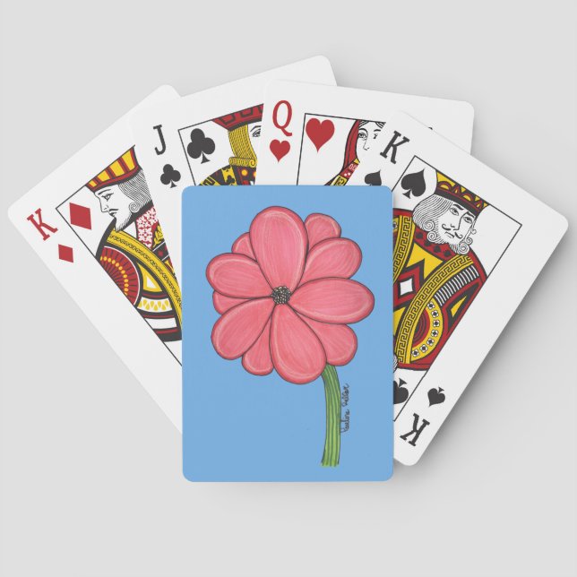 Pink Full Flower Playing Cards (Back)