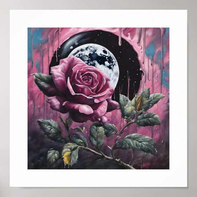 Pink Full-Moon Rose Poster (Front)