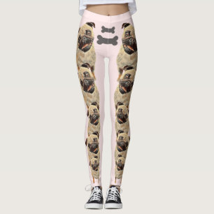 Pink Fun and Funky Pastel Pug Dog Leggings